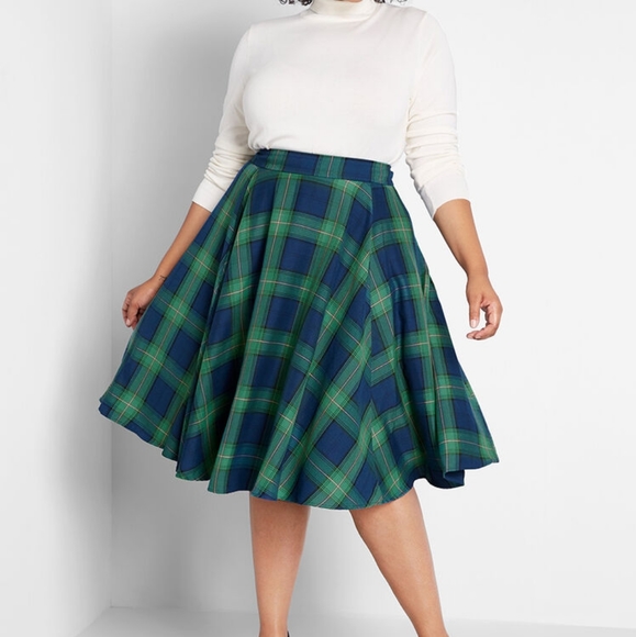 Modcloth Dresses & Skirts - Modcloth Swing This Way Plaid Pocket Midi Skirt
16